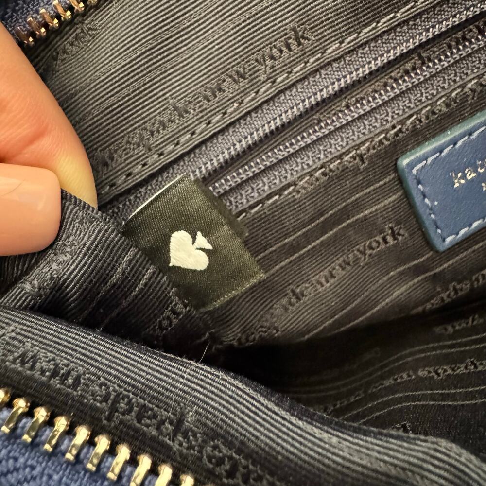 Kate Spade New York Hudson Pebbled Leather Messenger Crossbody Bag Navy Blue - Picture 14 of 16